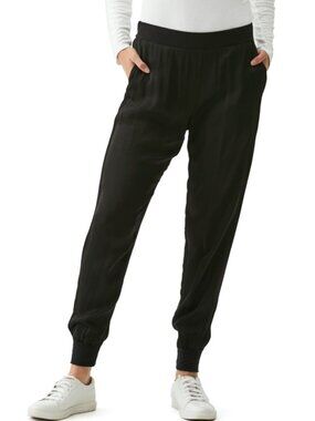 Michael Stars Lidia Satin Jogger Pants Black size M Casual Minimalist